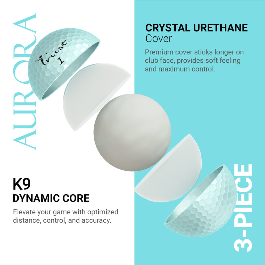 Aurora -Icy Blue Crystal Urethane Golf Ball